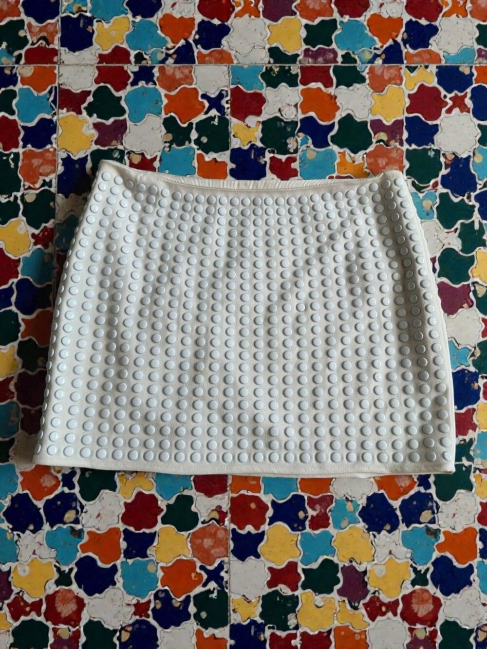 HAUTE HIPPIE Cream Studded Mini Skirt Size Small